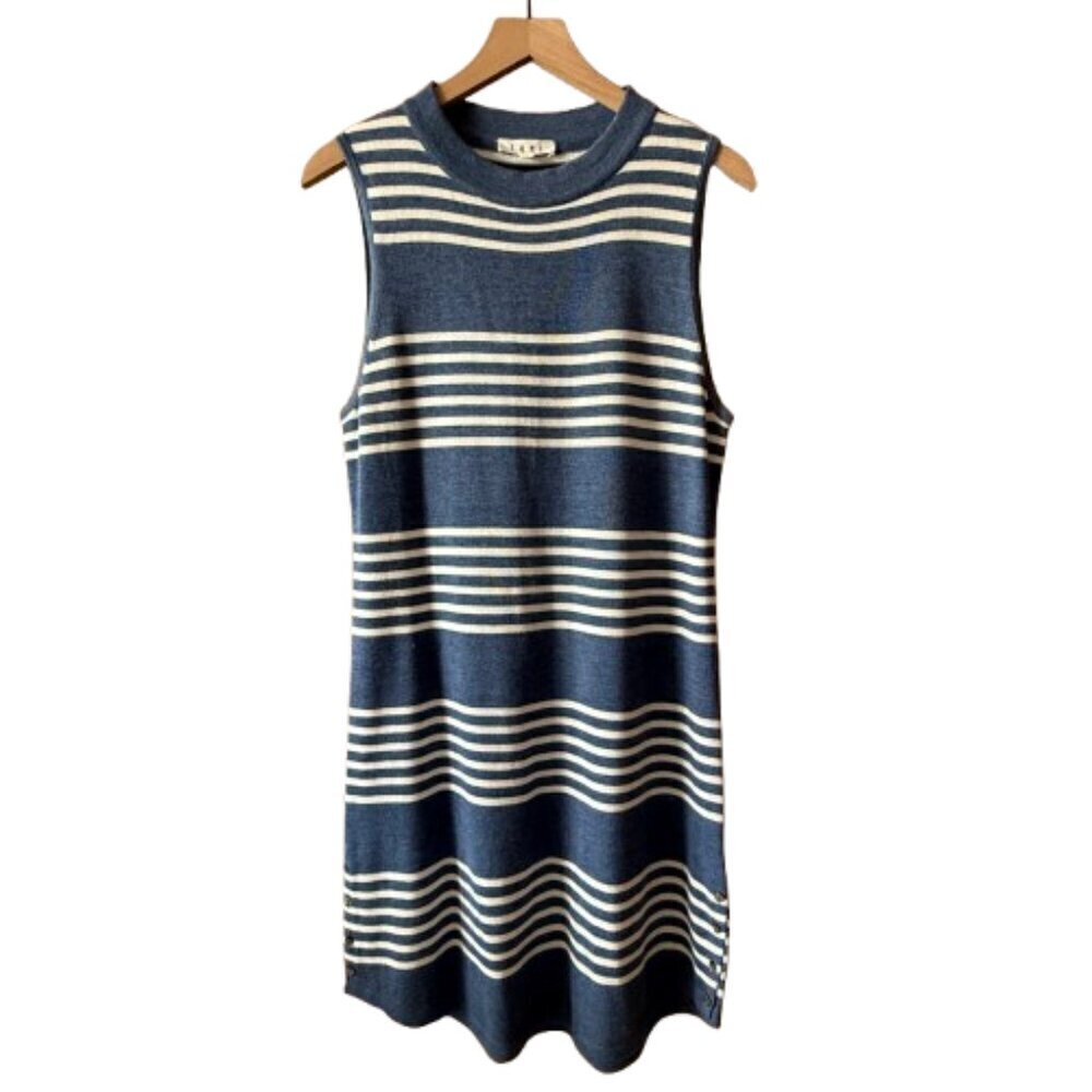 Women's L THML Blue White Stripe Nautical Tank Dress